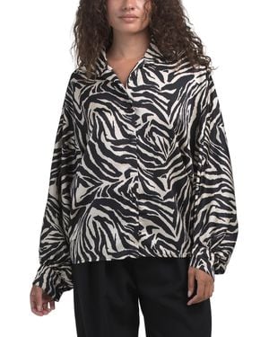 TJ Maxx Print Button Blouse For Polyester - Black