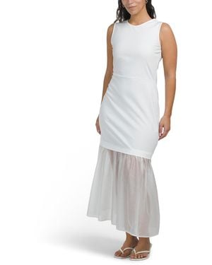 TJ Maxx Sleeveless Jersey Low Waist Maxi Dress For Polyester/Viscose - White