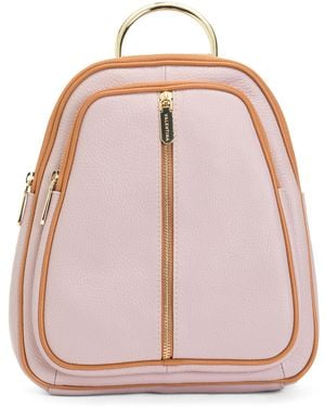 TJ Maxx Leather Dome Pack With Metal Top Carry Ring For Leather - Pink