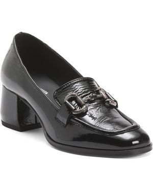 TJ Maxx Patent Leather Heeled Loafers With Bit Detail For - Black