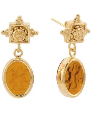 TJ Maxx 18Kt Plated Venetian Glass Intaglio Earrings - Metallic