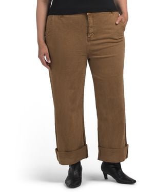 TJ Maxx Plus High Rise Ankle Wide Cuffed Jeans For Spandex/Cotton - Natural