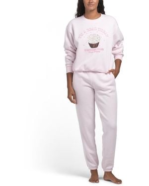TJ Maxx 2Pc Sweet Life Cupcake Lounge Sweatsuit Set For Polyester/Rayon - Pink