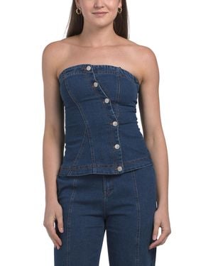 TJ Maxx Asymmetrical Button Top For Spandex/Cotton/Polyester - Blue