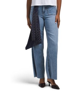 TJ Maxx Patch Pocket Cloud Lux Wide Leg Jeans For Cotton/Polyester - Blue