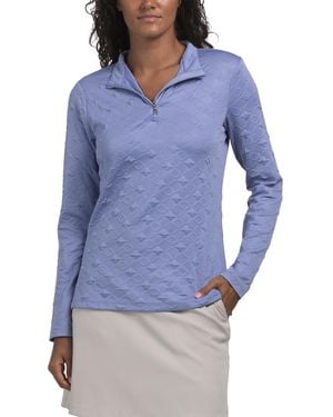 TJ Maxx Upf 40 Textured Dyna Mock Neck Top For Polyester - Blue