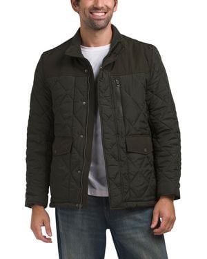 TJ Maxx Water Resistant Quilted Pocket Jacket For Cotton/Polyester/Diamond - Black