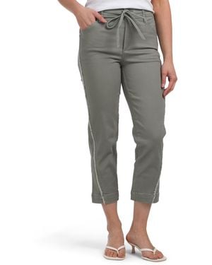 TJ Maxx Pette Ab Solution Skyrise Boyfriend Jeans With Tie Waist For Spandex/Cotton - Gray