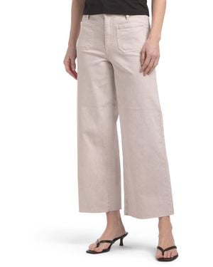 TJ Maxx Cropped Patch Pocket Wide Leg Pants For Spandex/Cotton/Polyester - Natural