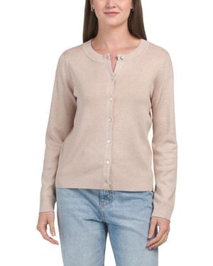 TJ Maxx Basic Crew Neck Cardigan, Nylon/Rayon - Blue