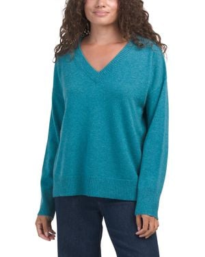 TJ Maxx Cashmere Gemma V-Neck Sweater - Blue