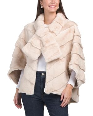 TJ Maxx Faux Fur Cape With Scarf For Polyester - Natural