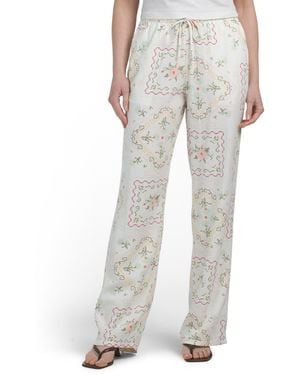 TJ Maxx Linen Blend Printed Pull On Pants For Linen/Rayon - Gray