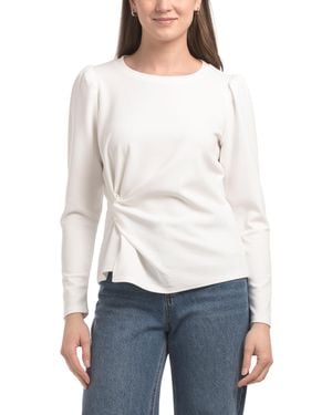 TJ Maxx Scuba Ponte Twist Side Long Sleeve Top For Spandex/Cotton/Polyester - White