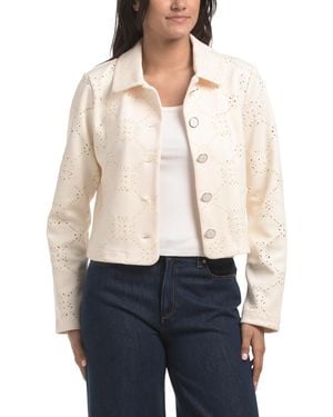 TJ Maxx Boxy Cropped Faux Suede Eyelet Jacket For Spandex/Polyester/Suede - Blue