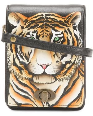 TJ Maxx Leather Bengal Tiger Flap Convertible Crossbody - Metallic
