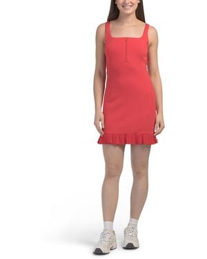 TJ Maxx Scuba Pleated Hem Tennis Mini Dress For Nylon/Spandex/Rayon - Red