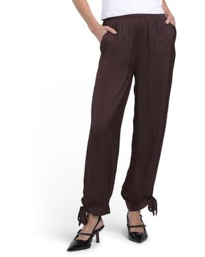TJ Maxx Airflow Satin Tie Ankle Pants For Polyester - Brown