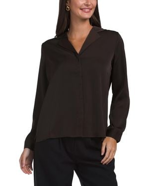 TJ Maxx Matte Satin Button Front Top For Spandex/Polyester - Black