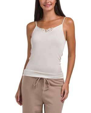 TJ Maxx Wool And Silk Blend Camisole With Embroidery For - White