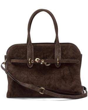 TJ Maxx Suede Belt And Front Buckle Satchel For Leather//Suede - Brown