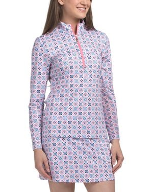 TJ Maxx Printed Quarter Zip Top For Spandex/Polyester - Purple