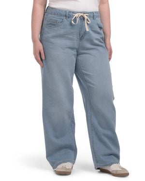 TJ Maxx Plus Cozy Knit Wide Leg Denim With Drawstring Jeans For Spandex/Cotton/Polyester - Blue