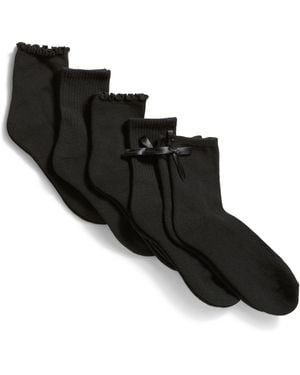 TJ Maxx 5Pk Bow Half Cushion Socks For Spandex/Polyester - Black