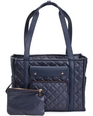 TJ Maxx Double Diamond Quilted East West Travel Tote For Leather - Blue