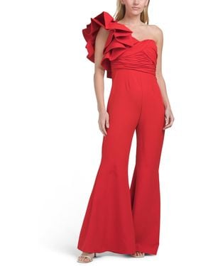 TJ Maxx One Shoulder Ruffle Jumpsuit For Polyester - Red