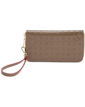 TJ Maxx Patent Leather Large Zip Around Wristlet Wallet, Leather - Green