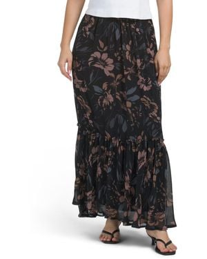 TJ Maxx Floral Midi Skirt For Polyester/Rayon - Black