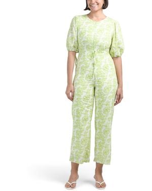 TJ Maxx Short Sleeve Floral Jumpsuit For Cotton/Rayon - Green