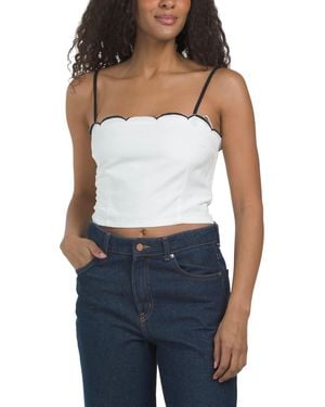 TJ Maxx Scalloped Top For Linen/Viscose - Blue