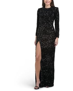 TJ Maxx Quinn Long Sleeve Sequined Gown For Spandex/Polyester - Black