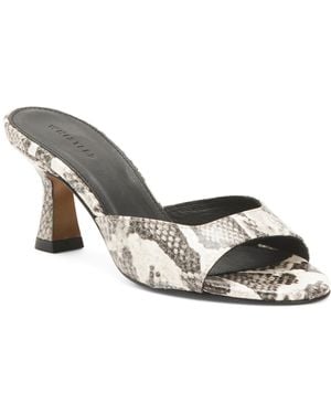 TJ Maxx Leather Pia Snake Embossed Slip On Mule Sandals For - Metallic