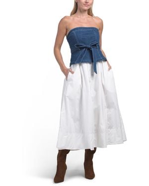 TJ Maxx Harlow Denim Midi Dress For Spandex/Cotton/Polyester - White