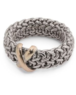 TJ Maxx Sterling And 14Kt Braided X Ring For - Gray