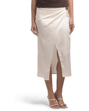 TJ Maxx Side Wrap Maxi Skirt With Hardware Detail For Spandex/Polyester - Natural