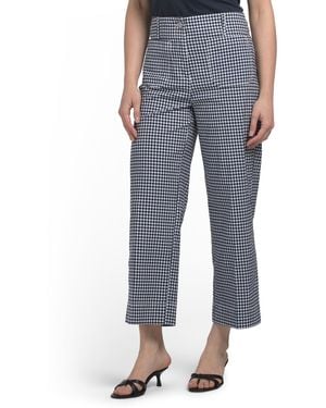 TJ Maxx Linen Blend Printed Straight Leg Pants With Patch Pockets For Spandex/Cotton/Linen - Blue