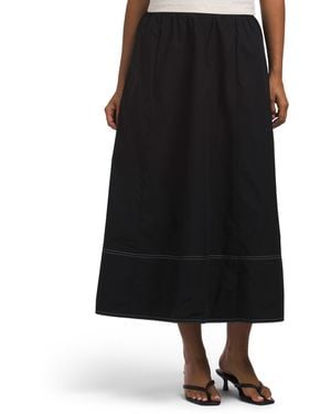 TJ Maxx Poplin Flared Skirt Pull On With Trapunto Stitch For Cotton/Rayon - Black
