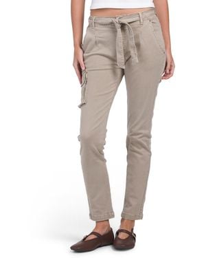 TJ Maxx Cotton Blend Twill Cargo Pants With Tie Belt For - Natural