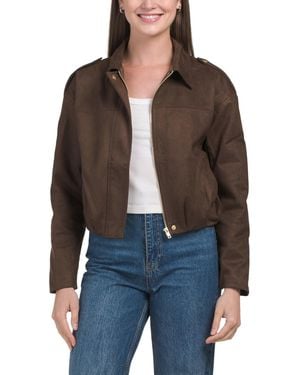 TJ Maxx Faux Suede Jacket For Spandex/Polyester - Brown
