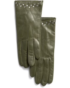 TJ Maxx Leather Gloves With Wool And Cashmere Lining For Nylon/Leather/Wool - Green
