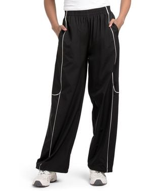 TJ Maxx Track Pants With Contrast Piping, Nylon/Spandex/Polyester - Black