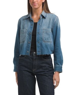 TJ Maxx Long Sleeve Cropped Denim Jacket For Cotton/Polyester - Blue