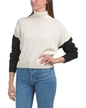 TJ Maxx Avery Color Block Turtleneck Sweater, Cotton/Polyester - Blue