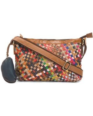 TJ Maxx Leather Woven Stella Crossbody - White