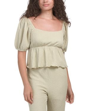 TJ Maxx Textured Peplum Top For Spandex/Polyester - Natural