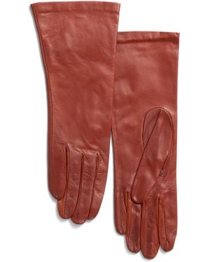 TJ Maxx Leather Basic Gloves With Silk Lining For - Red